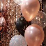 Rose Gold Backdrop and Balloons