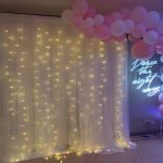 Tulle Backdrop Fairy Lights and Pink Balloon Garland