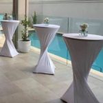 Cocktail Tables with White Lycra Covers